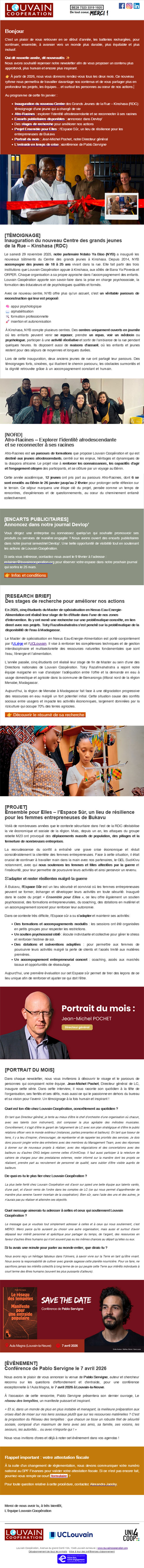 Newsletter de janvier